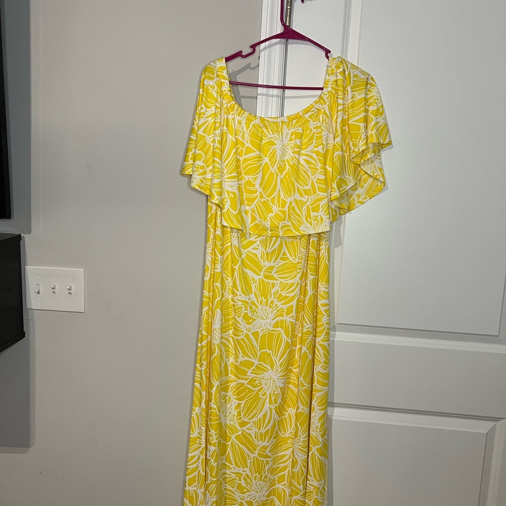 Sunny Yellow Floral Maxi Dress
